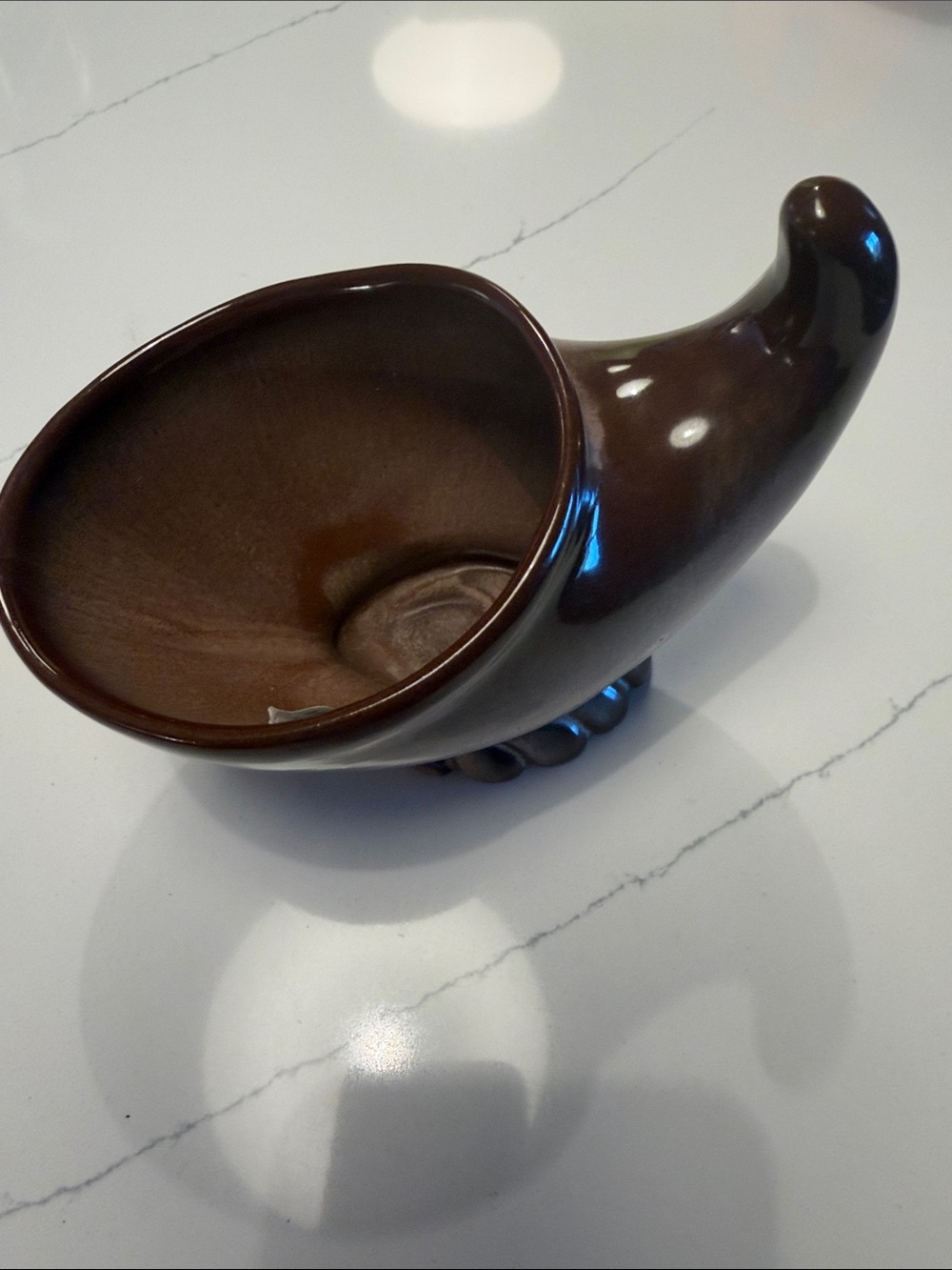 Frankoma cornucopia vintage milk chocolate brown vase